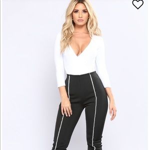 White v neck bodysuit